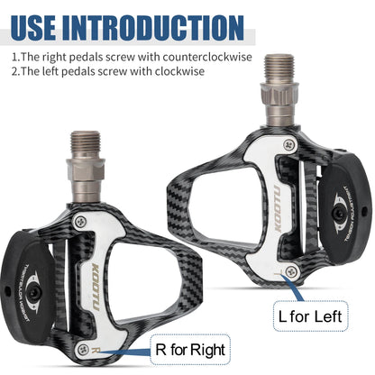 Road Bike Clipless Pedals Carbon Clip-On Pedals With Sealed Bearings Works With KEO And Shimano SPD System Locking Pedals