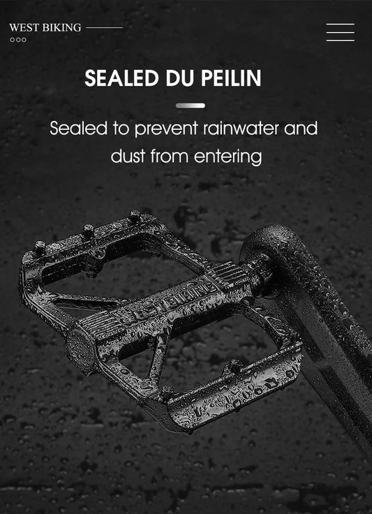 WEST BIKING Bicycle Pedals Sealed DU Bearing Nonslip Pedal Mountain Road Bike Cycling Alloy MTB Pedal Bicycle Accessories