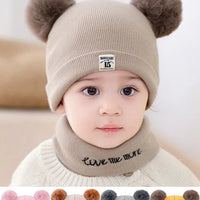Winter Children Warm Baby Knitted Hats with Pom Pom Kids Knit Beanie Hats Solid Color Children's Hat for Boys Girls Accessories