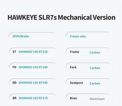 SAVA HAWKEYE Carbon Road Bike with SHIMAN0 105 7120 Kit T800 Carbon Road Bike Race Bike Aluminum Wheels