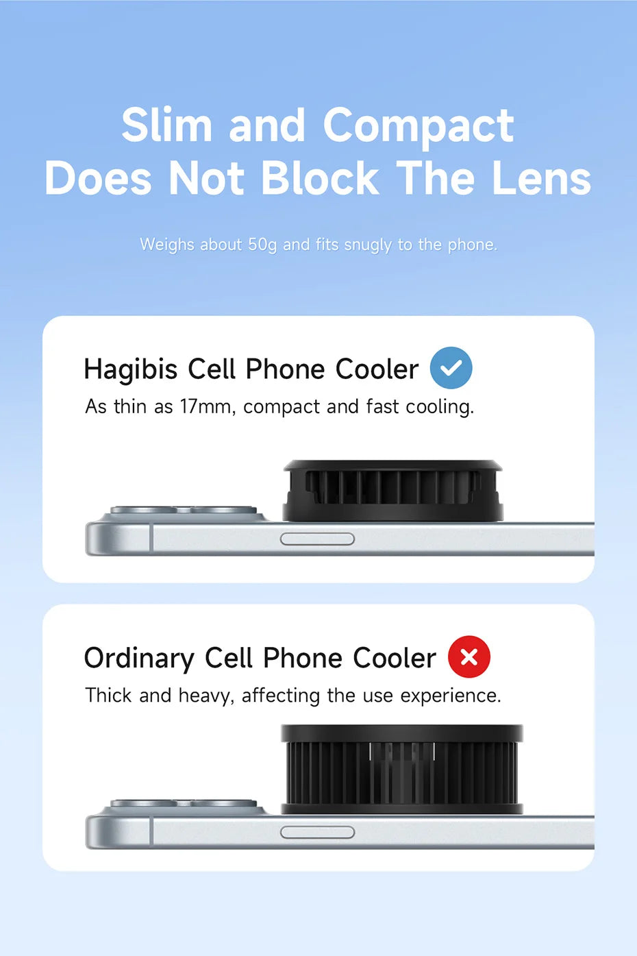 Hagibis Magnetic Cell Phone Cooler Universal Cooling Fan Mobile Phone Radiator for iPhone 16 Pro Black Shark Gaming Live Stream - MANDOTOS