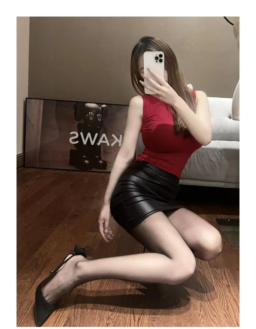 Black Slim Imitation Leather Pencil Mini Skirt High Waist Sexy Fashion Korean Short Skirts Women Wholesale Summer Sweet - MANDOTOS