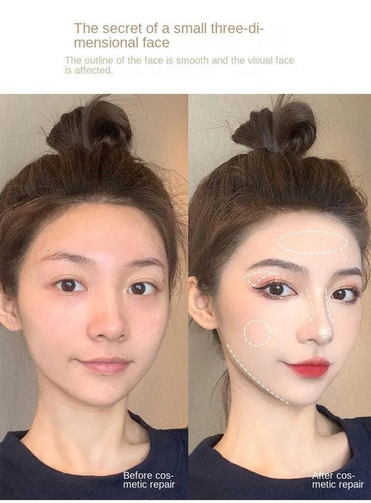 Natural Stereoscopic Face Powder Palette Matte Bronzer Contour Shading Multifunctional Highlighter Cosmetic Blush Gift - MANDOTOS