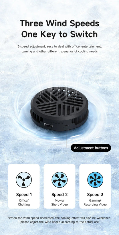 Hagibis Magnetic Cell Phone Cooler Universal Cooling Fan Mobile Phone Radiator for iPhone 16 Pro Black Shark Gaming Live Stream - MANDOTOS