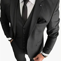 Men's Suits 3pcs Mens Business Suit Notch Lapel Blazer Formal Wedding Groom Pants Tux Vest Tuxedos (Blazer+vest+Pants)