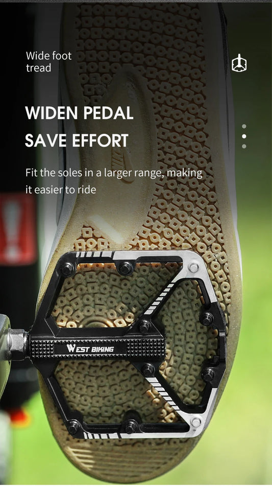 WEST BIKING Bicycle Pedals Sealed DU Bearing Nonslip Pedal Mountain Road Bike Cycling Alloy MTB Pedal Bicycle Accessories