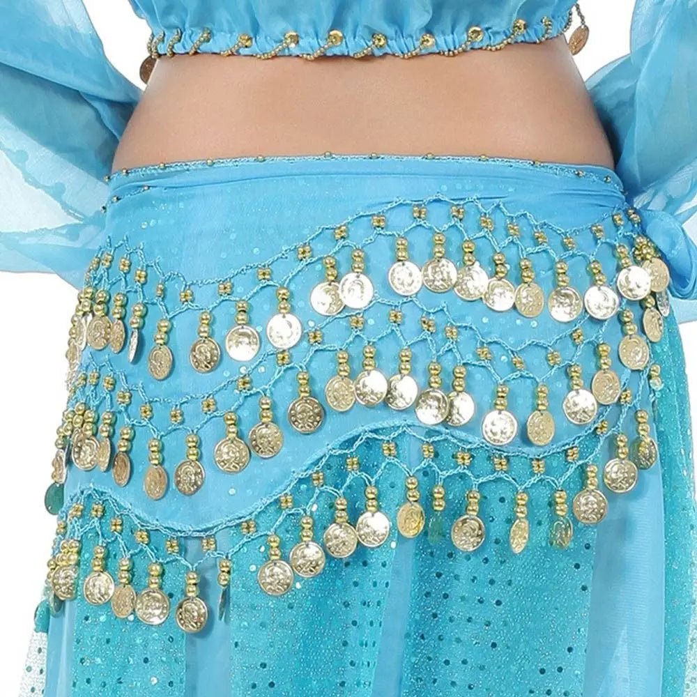 Thailand/India/Arab Dancer Skirt Women Sexy Belly Dance Hip Scarf Wrap Belt Dancer Skirt Female Show Sequins Tassels Costumes - MANDOTOS