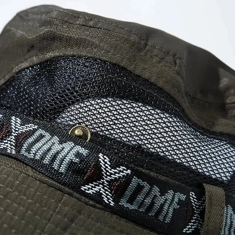 Summer Men's Wide Brim Bucket Hat UV Protection Panama Style Mesh Fisherman Beach Sun Hat for Outdoor Hunting Hiking