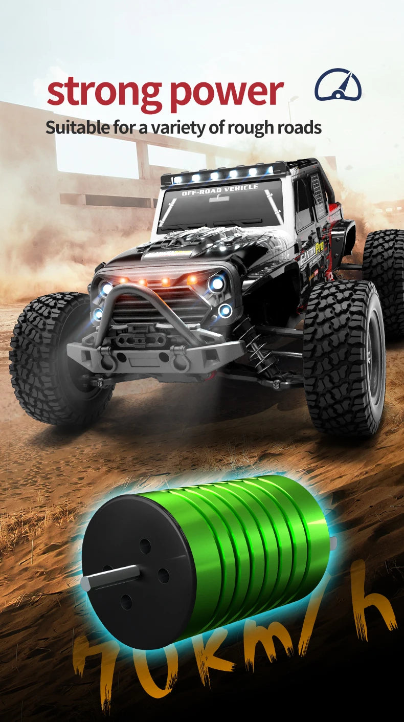 Teeggi 16101 /16102 PRO 1:16 High Speed RC Car With LED Light Drift 70KM/H 4WD RC Off-Road Car Monster Truck Toy For Kid Gifts - MANDOTOS