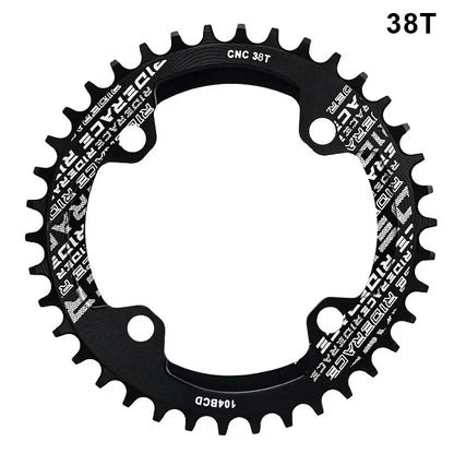 RIDERACE Bicycle Crank Chainring 104BCD Round Shape Narrow Wide 32T/34T/36T/38T Mountain Bike Crankset Chainwheel Single Plate