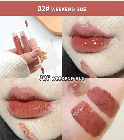 Double End Lip Glaze Full Gloss Mirror And Matte Velvet Long Term Color And Moisture Lip Gloss Anti Stain Cosmetic Lip Glaze - MANDOTOS