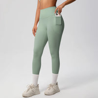 High Waist Women's Leggings Stretch Yoga Pants Tights With Pockets Push Up Fitness Running Sportswear Solid Color Pants