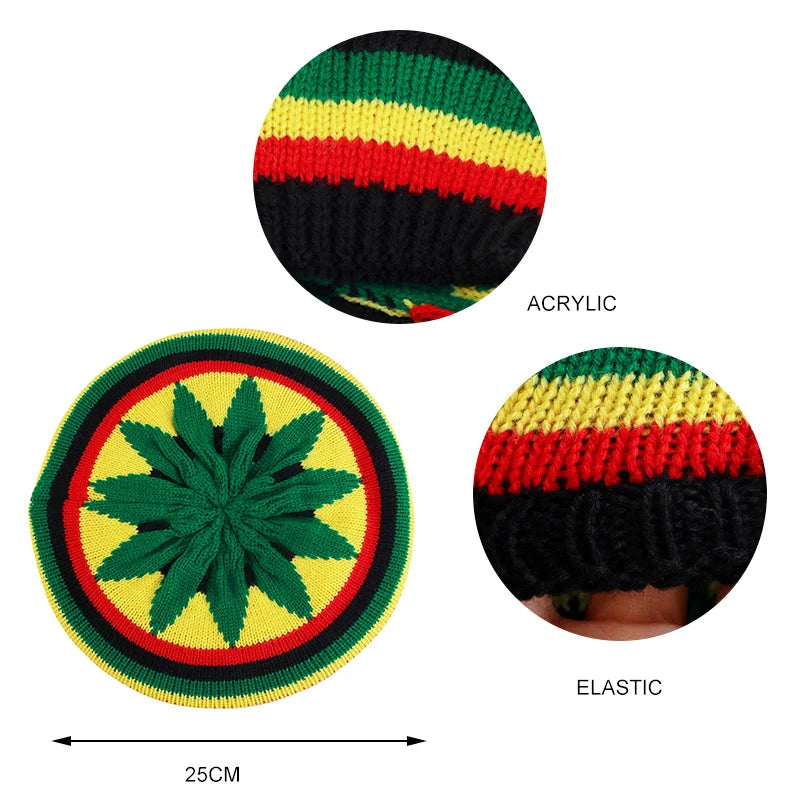 Unisex Wig Braids Hat Hip Hop Hats Knit Men Jamaica Bob Marley Rasta Beanie Winter Dreadlocks Reggae Caribbean Fancy Dress Hat