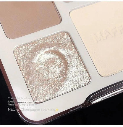 Natural Stereoscopic Face Powder Palette Matte Bronzer Contour Shading Multifunctional Highlighter Cosmetic Blush Gift - MANDOTOS
