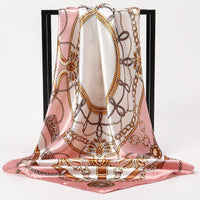1pcs 90*90cm Square Silk Scarves Women Hijab Shawls Fashion Print Kerchief Femme Head Scarf Foulard Bandana Beach Head Scarf