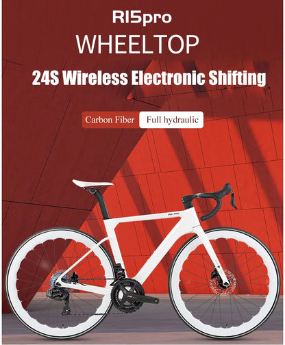 TWITTER 700X25C Carbon Road Bicycle Wireless Men's Hydraulic Disc Racing Bike With WheelTop EDS TX 24S Shifter 50mm Carbon Wheel