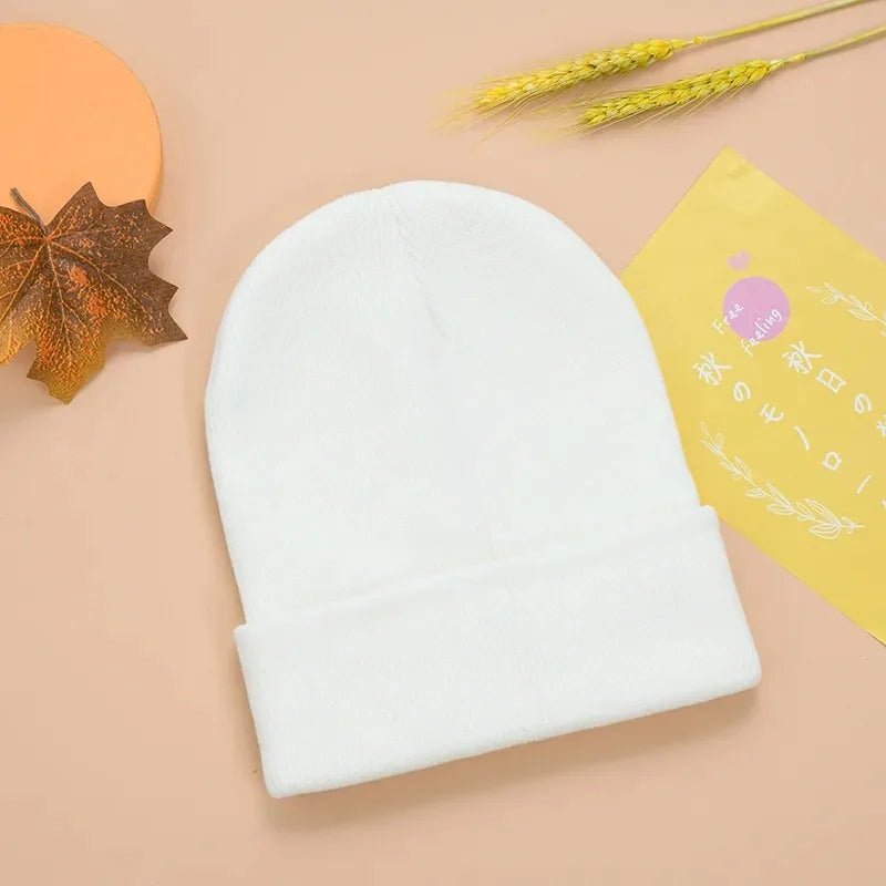 Women Men Fluorescent Color Warm Beanie Hat Autumn Winter Stretch Knitted Crochet Beanies Hat Cap Black Red White Navy Pink