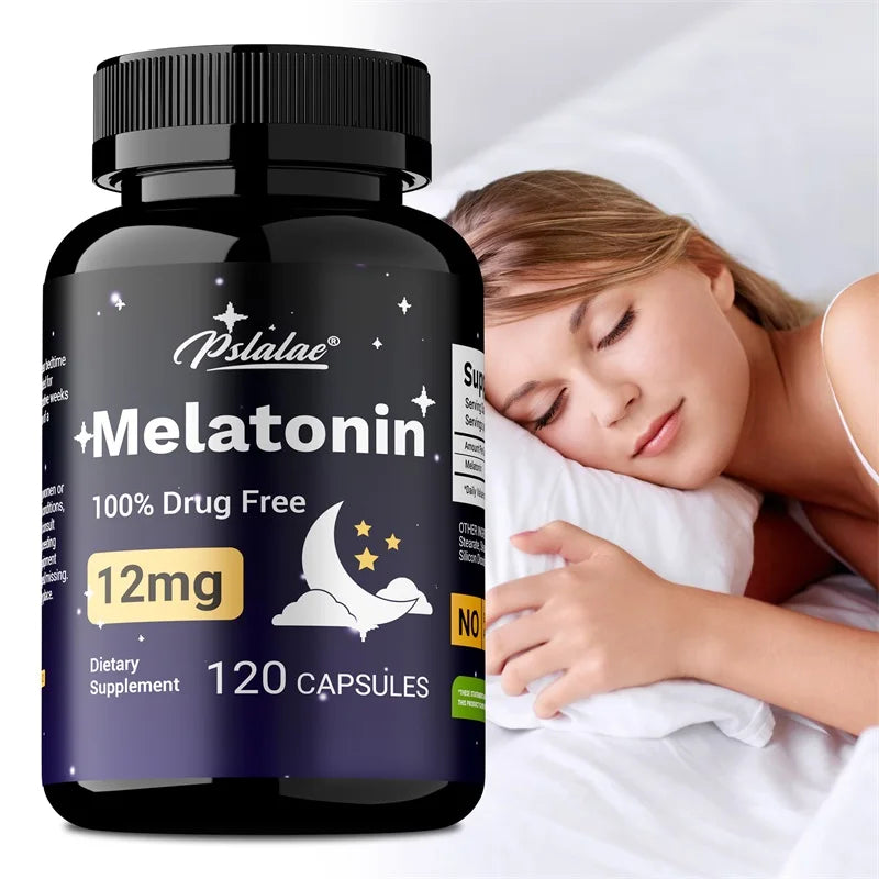 Melatonin 12mg - Relieves Anxiety and Stress, Helps with Deep Sleep, Helps Reduce Insomnia and Trouble Falling Asleep, Non-GMO