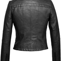 Women's Leather Jacket European and American Fashion Motorcycle Slim Short Leather Jacket Zipper