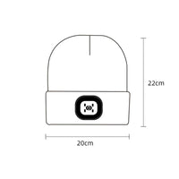 Winter Men Beanie Hat with LED Light Rechargeable Knitted Hat for Woman Cap Night Running Fishing Riding Sports Teenager Beanies
