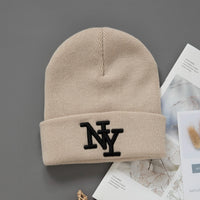 1/2/3pcs Unisex Winter Beanie Hats, Solid Color Knitted Warm Outdoor Caps with Embroidered Hand Washable