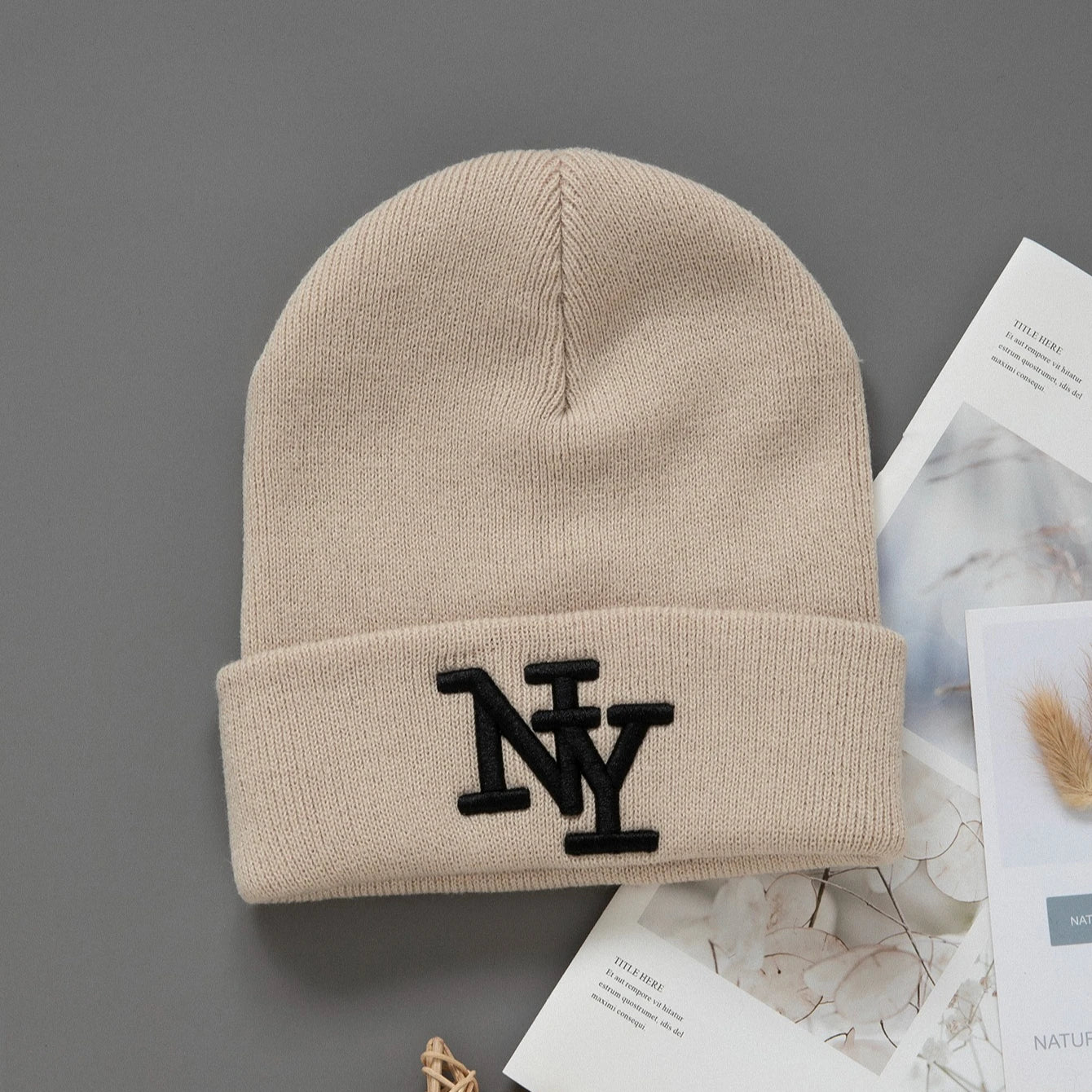 1/2/3pcs Unisex Winter Beanie Hats, Solid Color Knitted Warm Outdoor Caps with Embroidered Hand Washable