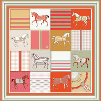 90x90cm New Design Horse Universe Printed Twill Silk Scarf Square Scarves Lady Wraps Kerchief Woman Neck Shawl Wraps