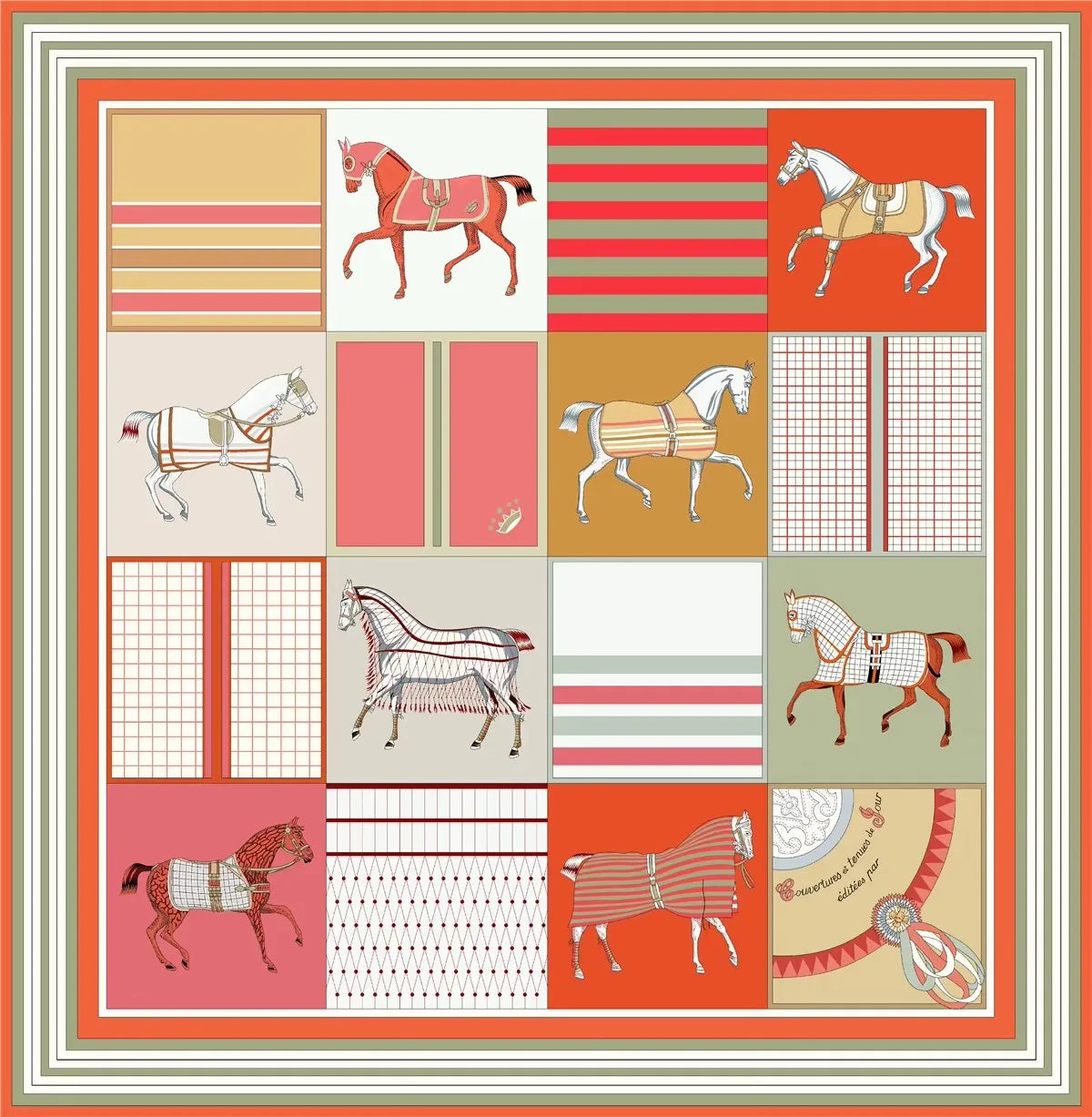 90x90cm New Design Horse Universe Printed Twill Silk Scarf Square Scarves Lady Wraps Kerchief Woman Neck Shawl Wraps