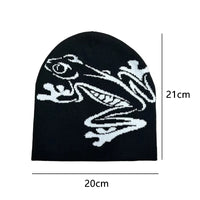 Tree Frog Print Beanie Men Women, Stretchy Knit Skull Cap for Outdoor Sports, Casual Streetwear, Unisex Cuffed Winter Hat
