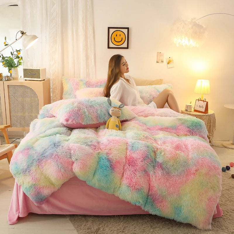 Luxurious Tie-Dyed Plush Flannel Bedding Set - MANDOTOS