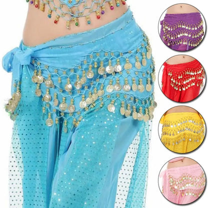 Thailand/India/Arab Dancer Skirt Women Sexy Belly Dance Hip Scarf Wrap Belt Dancer Skirt Female Show Sequins Tassels Costumes - MANDOTOS