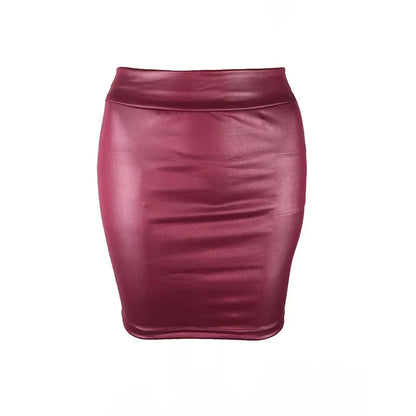 Black Slim Imitation Leather Pencil Mini Skirt High Waist Sexy Fashion Korean Short Skirts Women Wholesale Summer Sweet - MANDOTOS