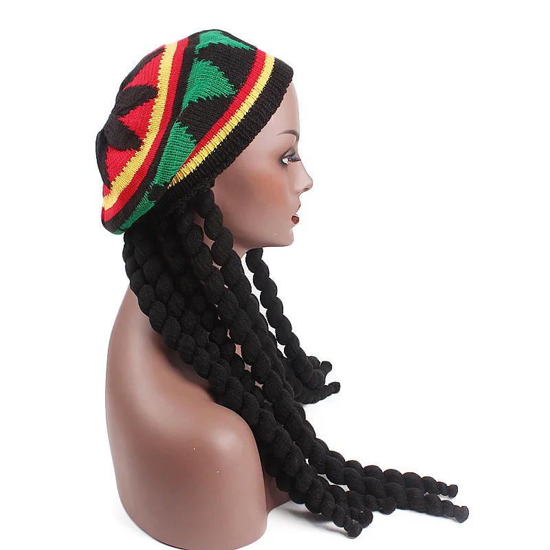 Unisex Wig Braids Hat Hip Hop Hats Knit Men Jamaica Bob Marley Rasta Beanie Winter Dreadlocks Reggae Caribbean Fancy Dress Hat