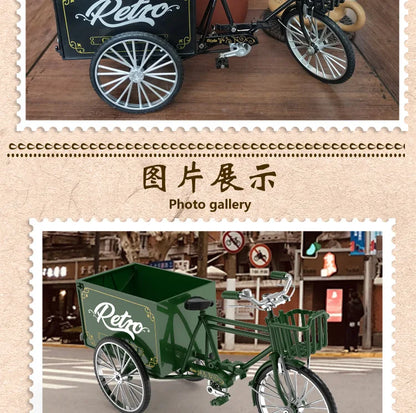 Rickshaw Tricycle model retro bicycle Simulation Alloy model decoration decorative Collection gift