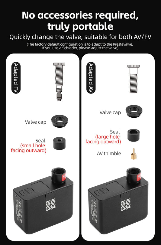 ROCKBROS Portable Mini Electric Bicycle Pump 120PSI Type-C Bike Tire Air Inflator Pump MTB Road AV FV Valve Cycling Pump - MANDOTOS