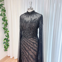 Eshaut&bridal Luxury Beaded Evening Dress Cape Sleeve Dubai Sheer Neck Mermaid Formal Prom Wedding Party Gown Customized 2026
