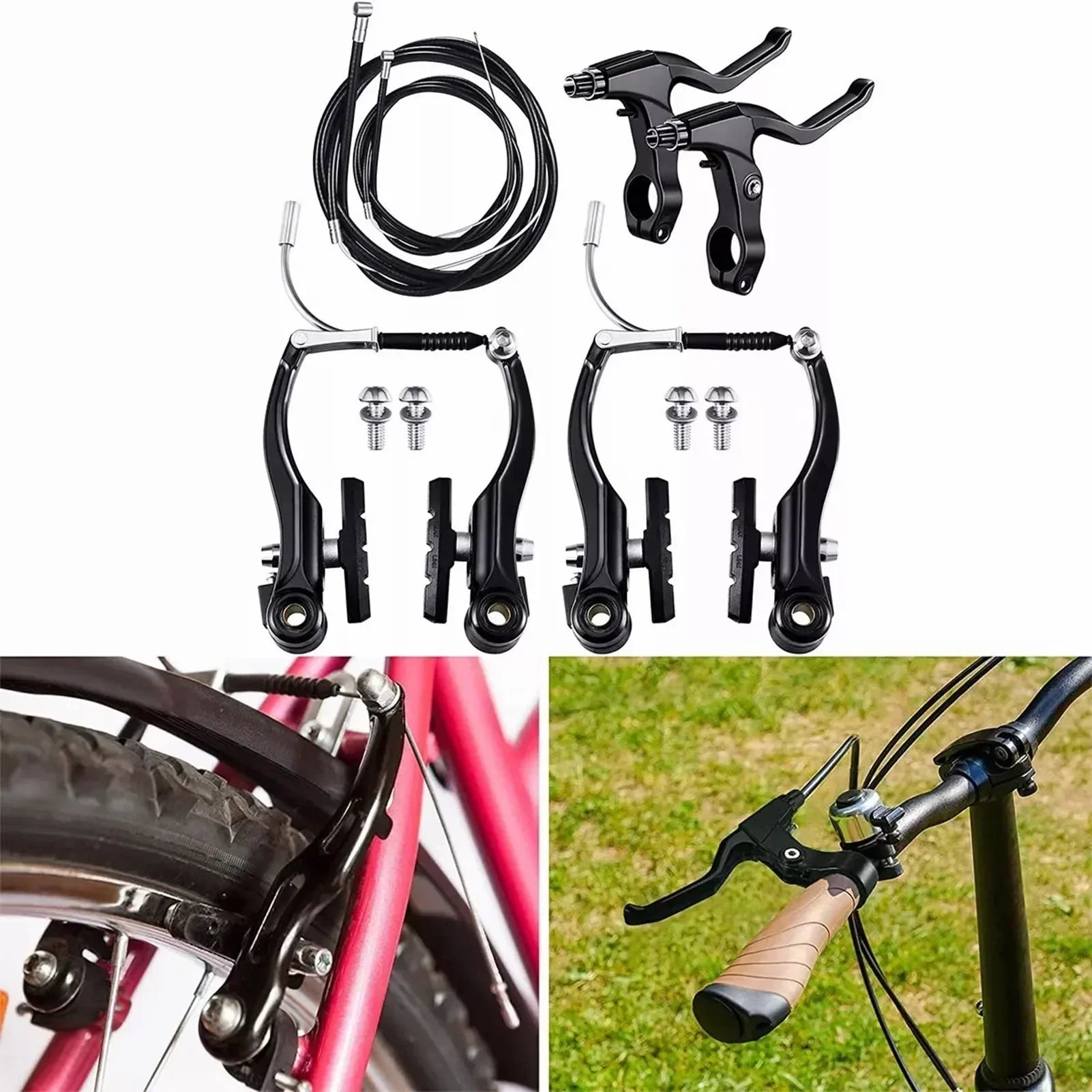 Bike Front Rear V Brakes Front Rear Caliper Set Brake Cycling Kit for MTB BMX Folding Road Mountain Bicycle Bikes Brake Set