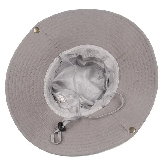 Summer Men Bucket Hat Outdoor UV Protection Wide Brim Panama Safari Hunting Hiking Hat Mesh Fisherman Hat Beach Sunscreen Cap - MANDOTOS