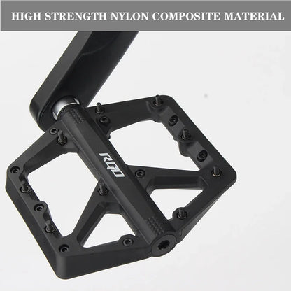 RGO Bicycle Pedals Mtb Nylon Platform Footrest Flat Mountain Bike Paddle Grip Pedalen Bearings Footboards Cycling Foot Hold