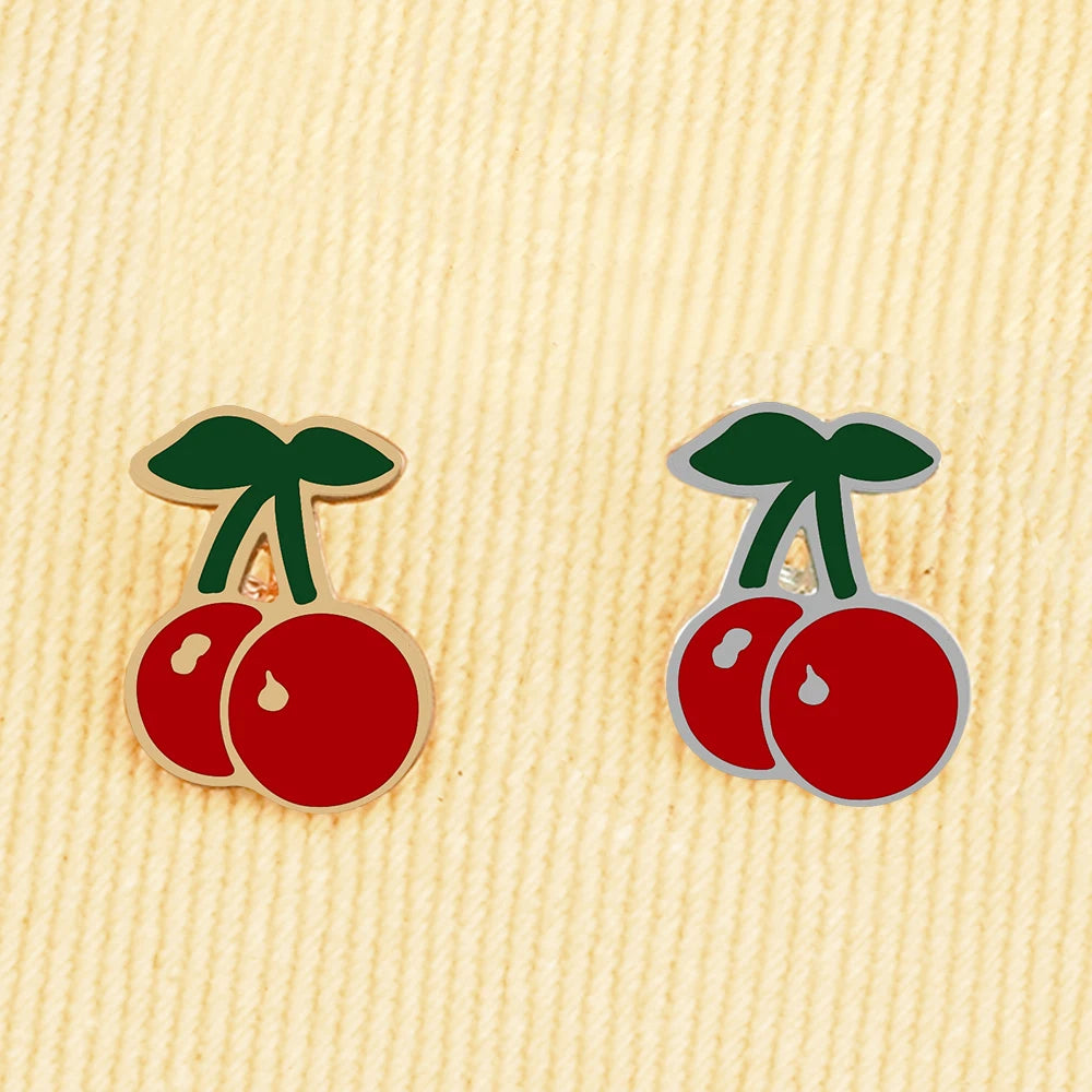 Sliced Watermelon Fruit Brooches Women Pink Strawberry Cherry Shirt Lapel Brooch Bag Badges Men Creative Enamel Pin Summer Gifts - MANDOTOS
