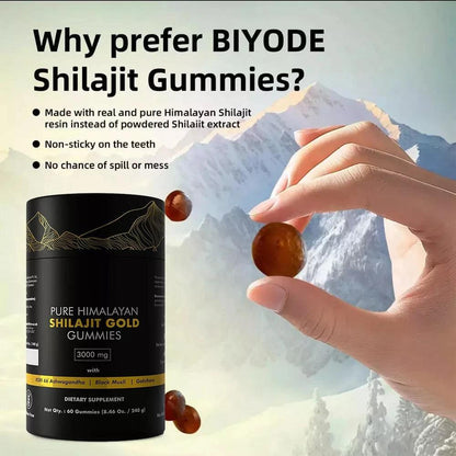 Pure Himalayan Shilajit Gummies, 3000 Mg Gold Grade Shilajit with Ashwagandha, Gokshura for Energy and Immune Support - MANDOTOS