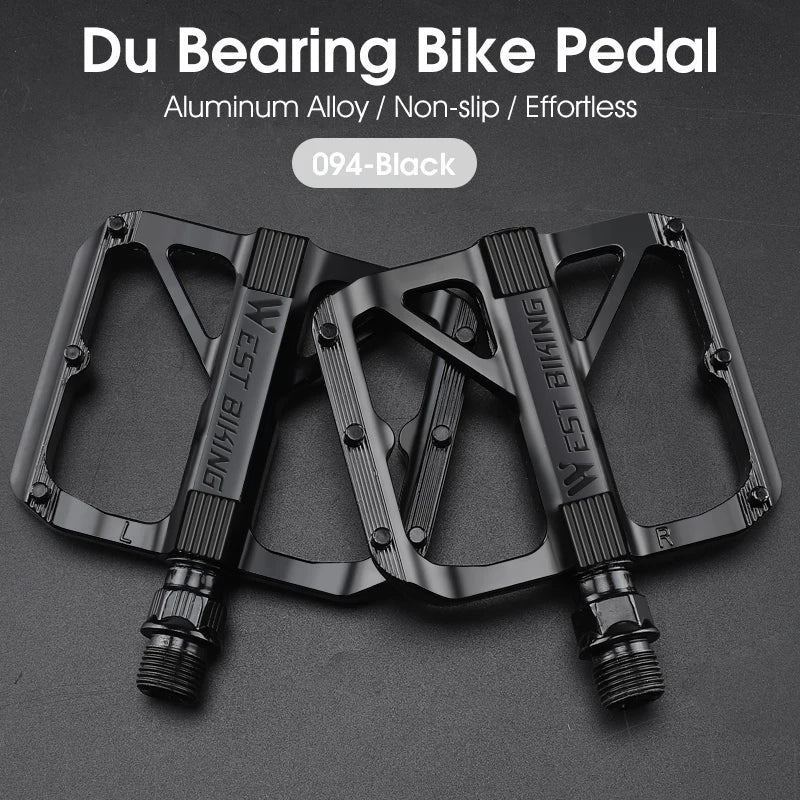 WEST BIKING Bicycle Pedals Sealed DU Bearing Nonslip Pedal Mountain Road Bike Cycling Alloy MTB Pedal Bicycle Accessories