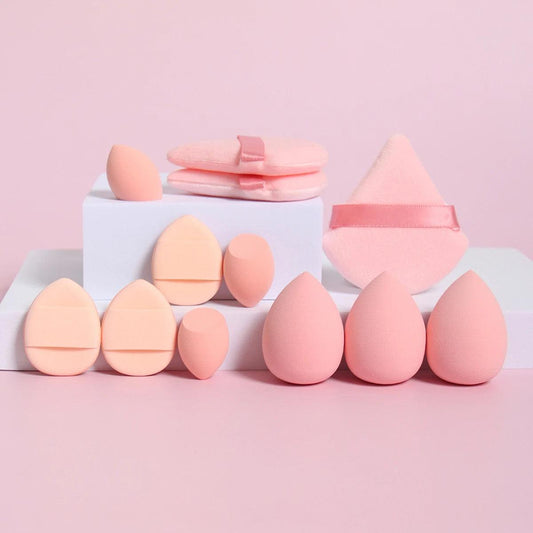 12 Piece All Purpose Makeup Sponge Set with Loose Powder Puffs Mini Air Cushion Puffs Beauty Eggs and Mini Beauty Sponges - MANDOTOS