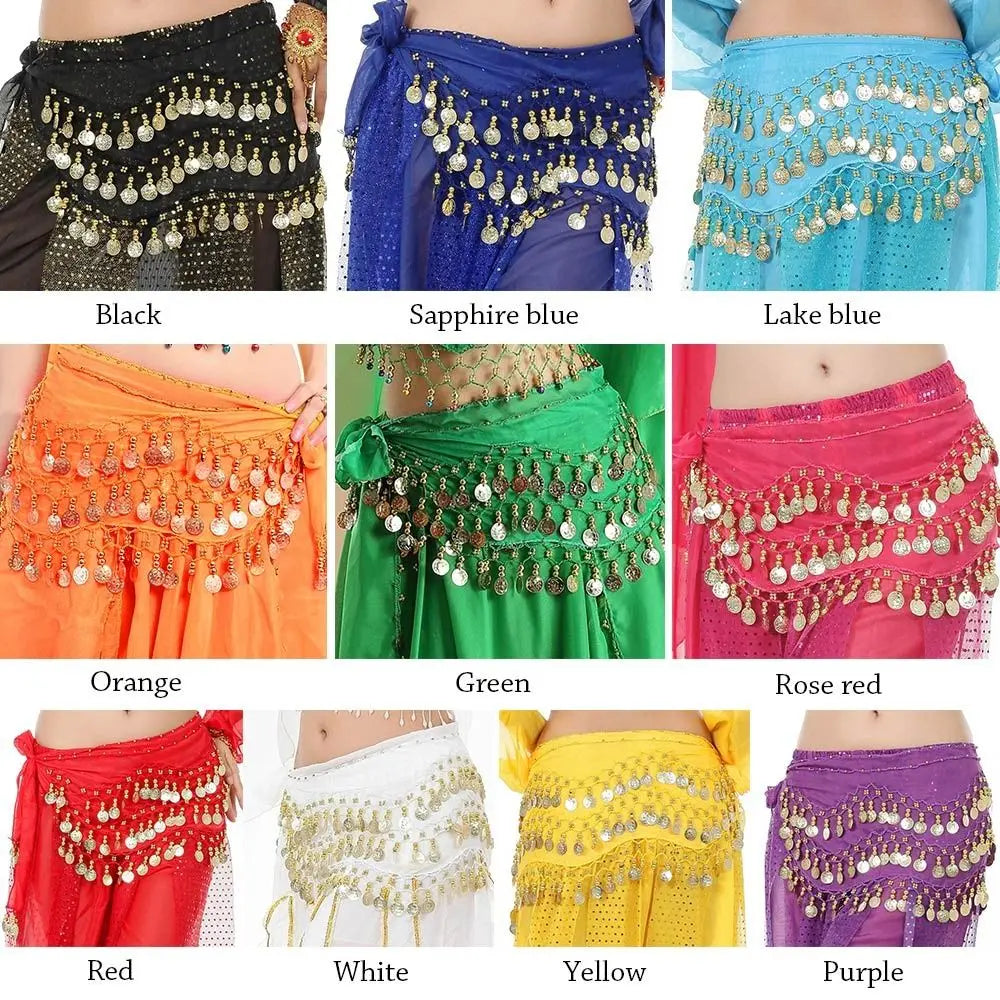 Thailand/India/Arab Dancer Skirt Women Sexy Belly Dance Hip Scarf Wrap Belt Dancer Skirt Female Show Sequins Tassels Costumes - MANDOTOS