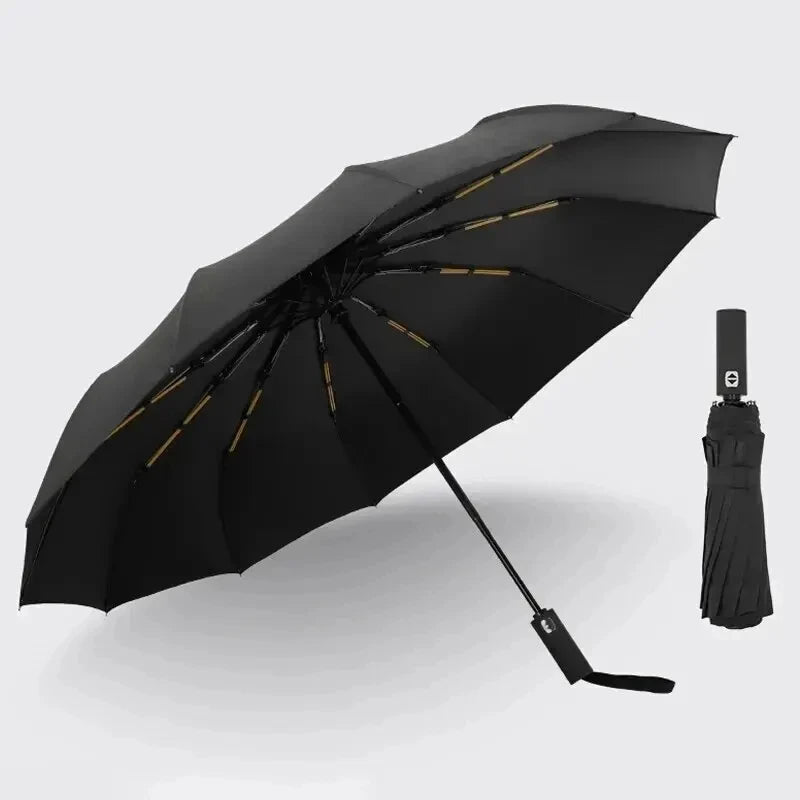 Black Glue Fully Automatic Umbrella - Thick Durable Three-Fold UV Resistant Folding Design for Protection And Style