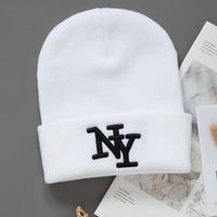 1/2/3pcs Unisex Winter Beanie Hats, Solid Color Knitted Warm Outdoor Caps with Embroidered Hand Washable