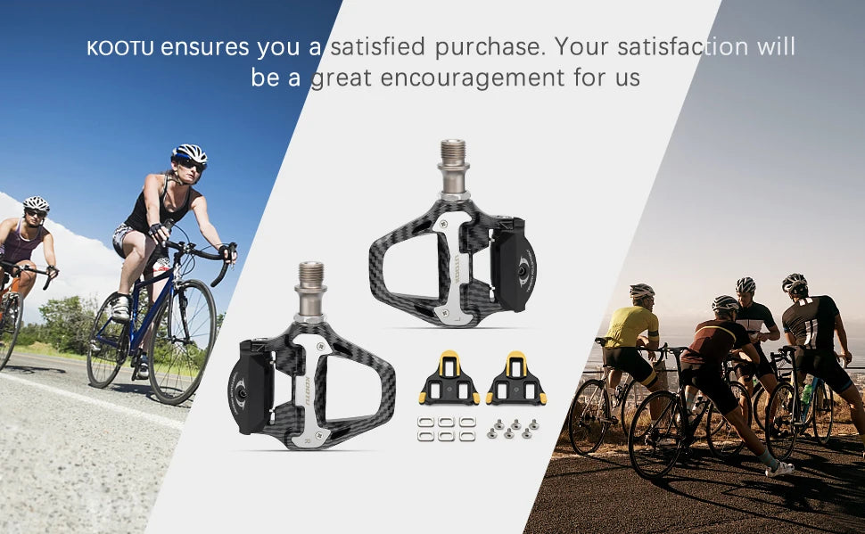 Road Bike Clipless Pedals Carbon Clip-On Pedals With Sealed Bearings Works With KEO And Shimano SPD System Locking Pedals