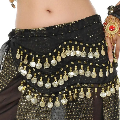 Thailand/India/Arab Dancer Skirt Women Sexy Belly Dance Hip Scarf Wrap Belt Dancer Skirt Female Show Sequins Tassels Costumes - MANDOTOS