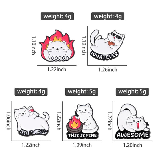 Animal 5-7pcs/Set Enamel Pins Penguin Bat Bee Owl Metal Brooches Fashion Lapel Badge Backpack Clothes Jewelry Gift for friends - MANDOTOS