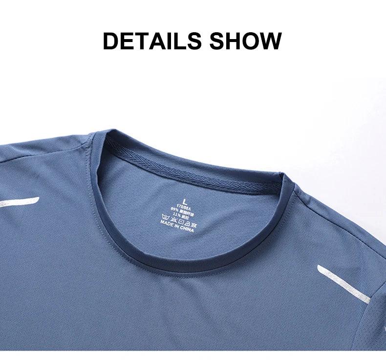 CHRLCK Men's Running Quick Drying T-shirts Breathable Hiking Fishing Tees Soft Elasticity Outdoor Sports Short Shirt Summer - MANDOTOS